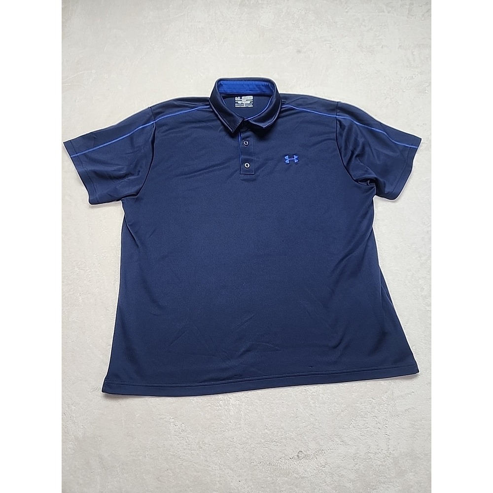 Under Armour Polo Short Sleeve Navy Royal Logo Loose 2xl
